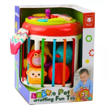 LEAN TOYS Silindriline sensoorne kuubik interaktiivne kujundite sorteerija tulede ja helidega - Mitmevärviline (22659)