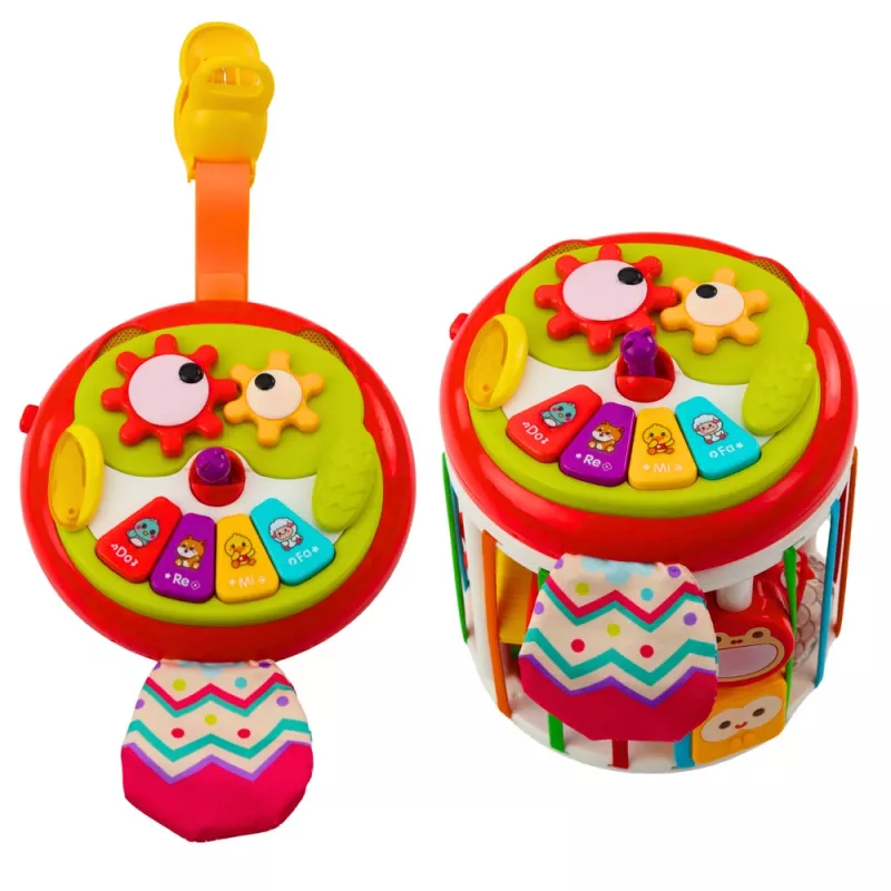 LEAN TOYS Silindriline sensoorne kuubik interaktiivne kujundite sorteerija tulede ja helidega - Mitmevärviline (22659)