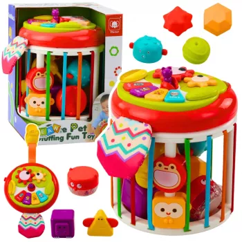 LEAN TOYS Silindriline sensoorne kuubik interaktiivne kujundite sorteerija tulede ja helidega - Mitmevärviline (22659)