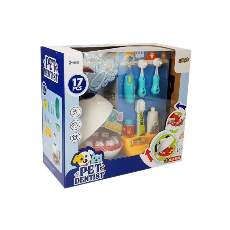 LEAN TOYS Koera väike hambaarsti komplekt. Mänguhari. Pigistatav hambapasta.