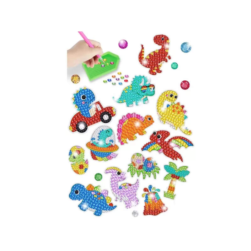LEAN TOYS Diamond Embroidery Sticker Set Dinosaurs Mosaic