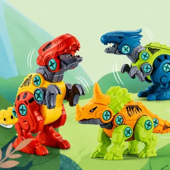 LEAN TOYS Dinosaur Construction Blocks Screwing Set with Screwdriver 4-in-1