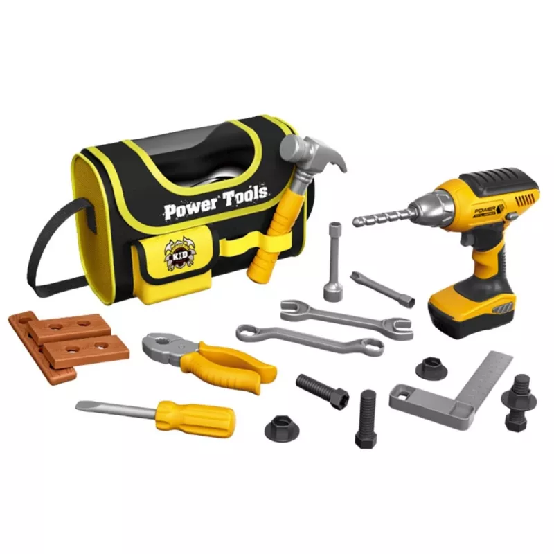 LEAN TOYS DIY tööriistakott akutrellidele, 600D polüester, must punaste aktsentidega