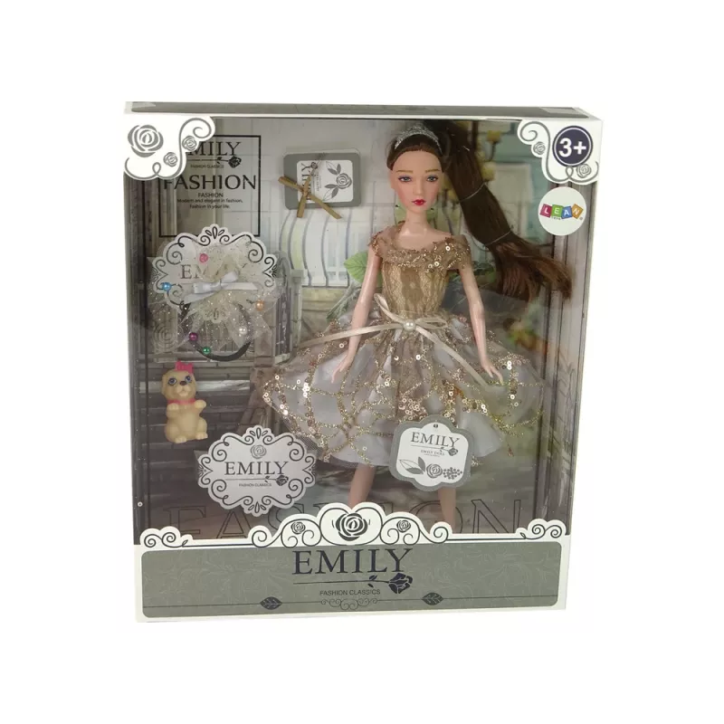 LEAN TOYS Nukk Lastele Emily Koeraga Pikkade Juustega