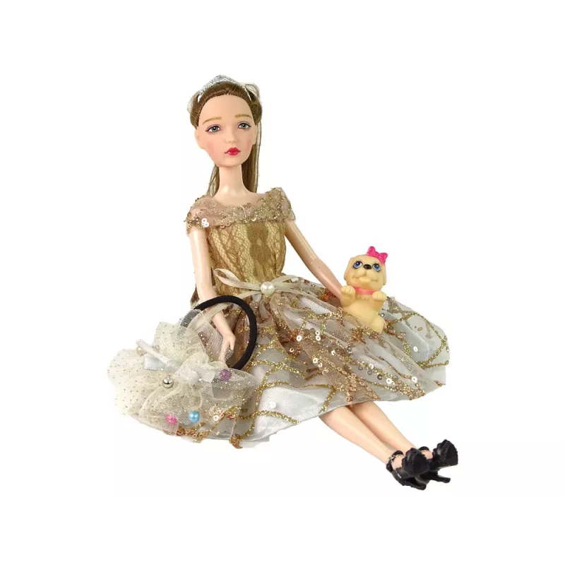 LEAN TOYS Nukk Lastele Emily Koeraga Pikkade Juustega