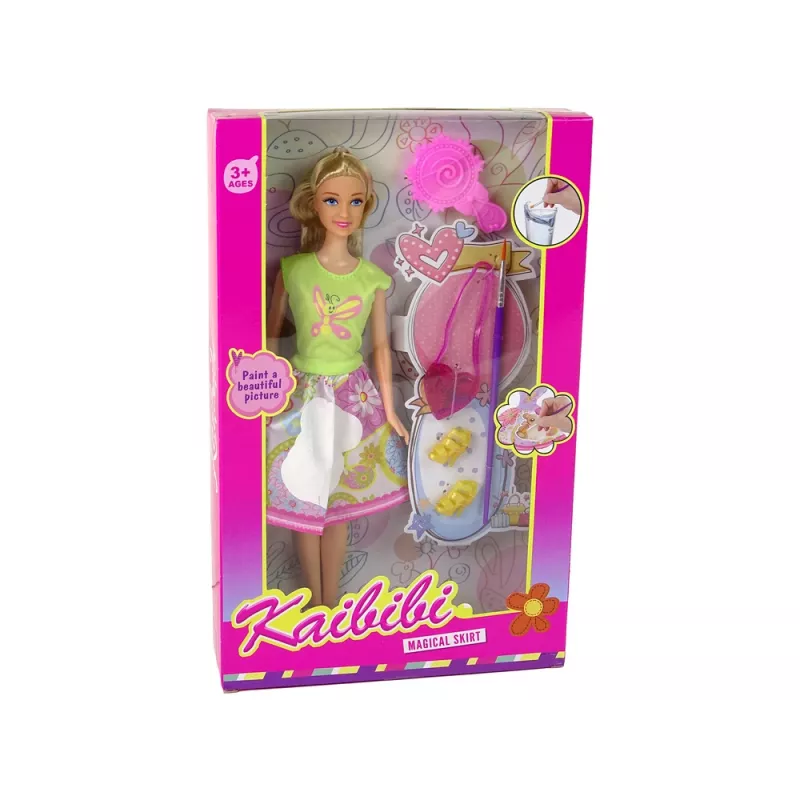 LEAN TOYS nukk pikkade juuste ja maalimiskleidiga