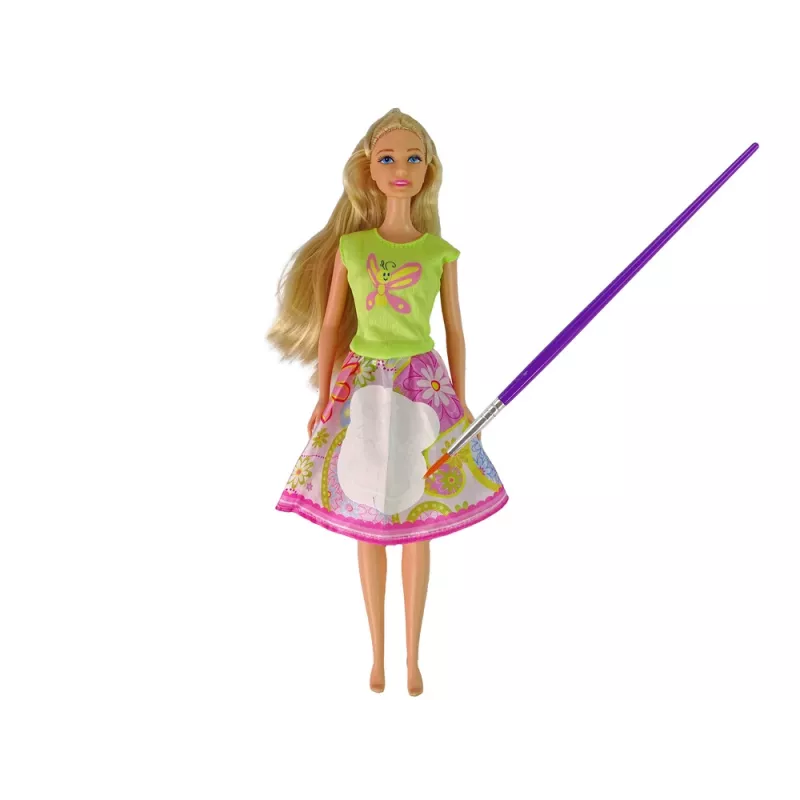 LEAN TOYS nukk pikkade juuste ja maalimiskleidiga