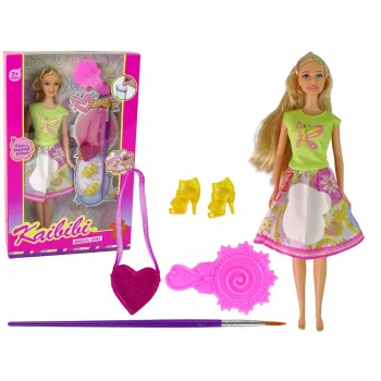 LEAN TOYS nukk pikkade juuste ja maalimiskleidiga