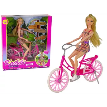 LEAN TOYS Nukk jalgrattal Roosa