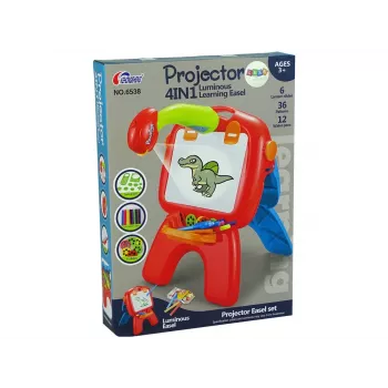 LEAN TOYS Kahepoolne tahvel kriidipulkade, statiivi ja projektoriga piltide jaoks, punane
