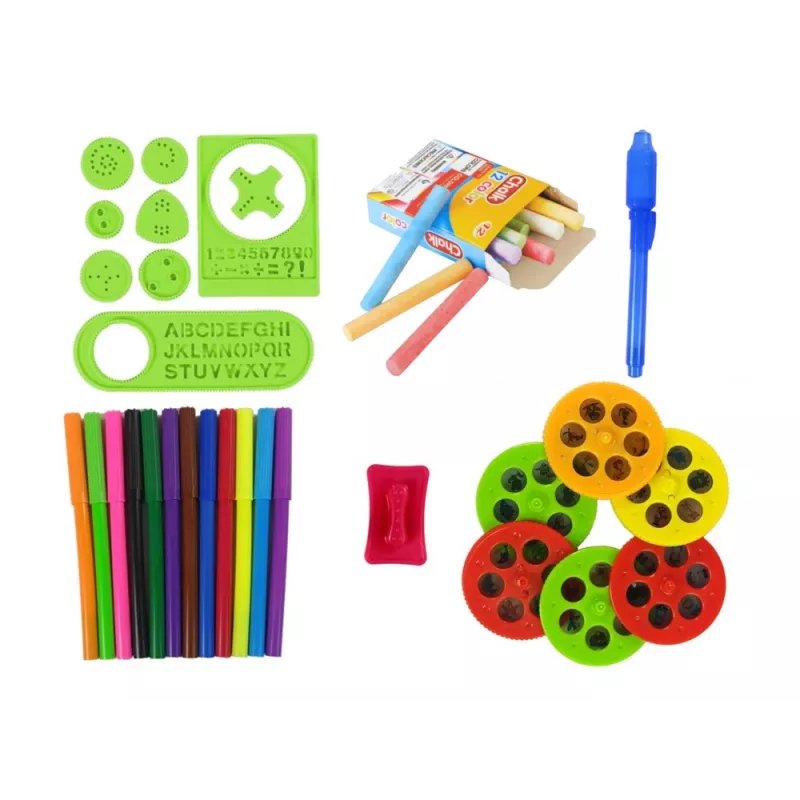 LEAN TOYS Kahepoolne tahvel kriidipulkade, statiivi ja projektoriga piltide jaoks, punane