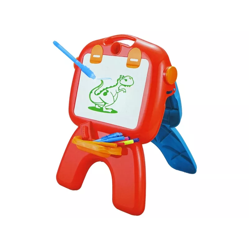 LEAN TOYS Kahepoolne tahvel kriidipulkade, statiivi ja projektoriga piltide jaoks, punane