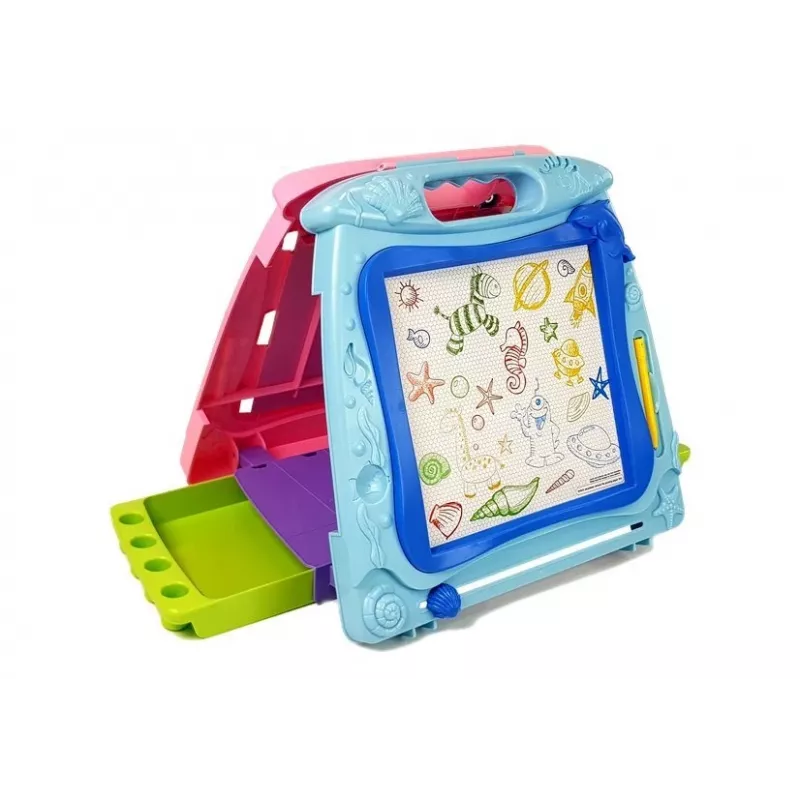 LEAN TOYS Kahepoolne joonistustahvel markerite ja magnetitega