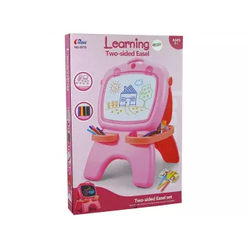 LEAN TOYS Kahepoolne Magnetiline Tahvel Roosa Mallidega
