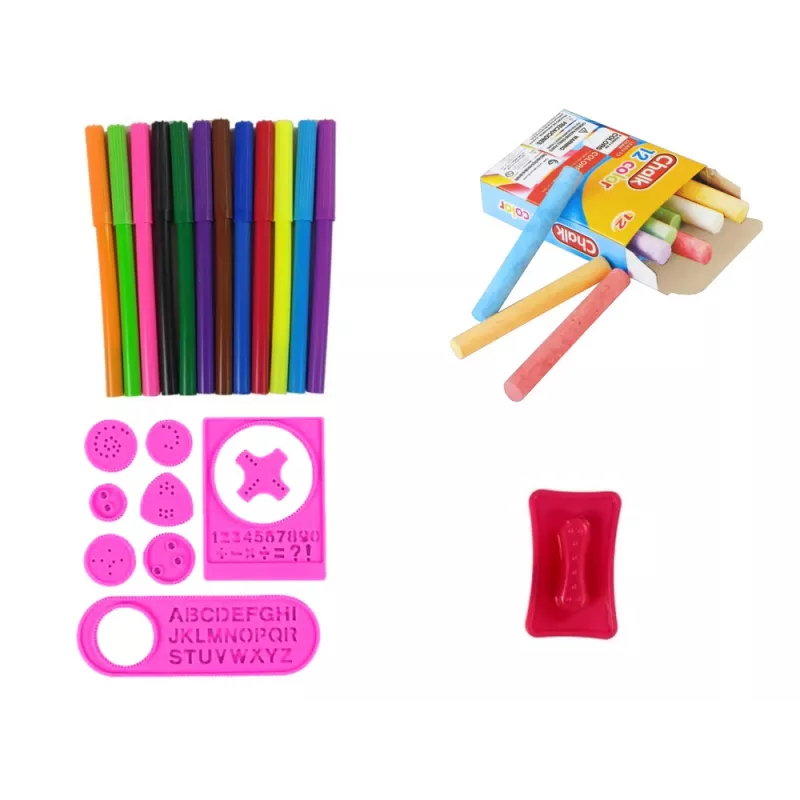 LEAN TOYS Kahepoolne Magnetiline Tahvel Roosa Mallidega