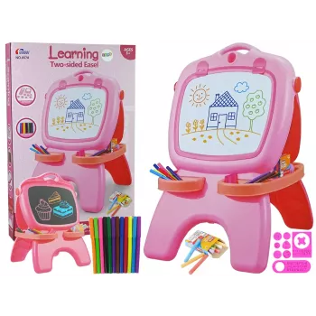 LEAN TOYS Kahepoolne Magnetiline Tahvel Roosa Mallidega