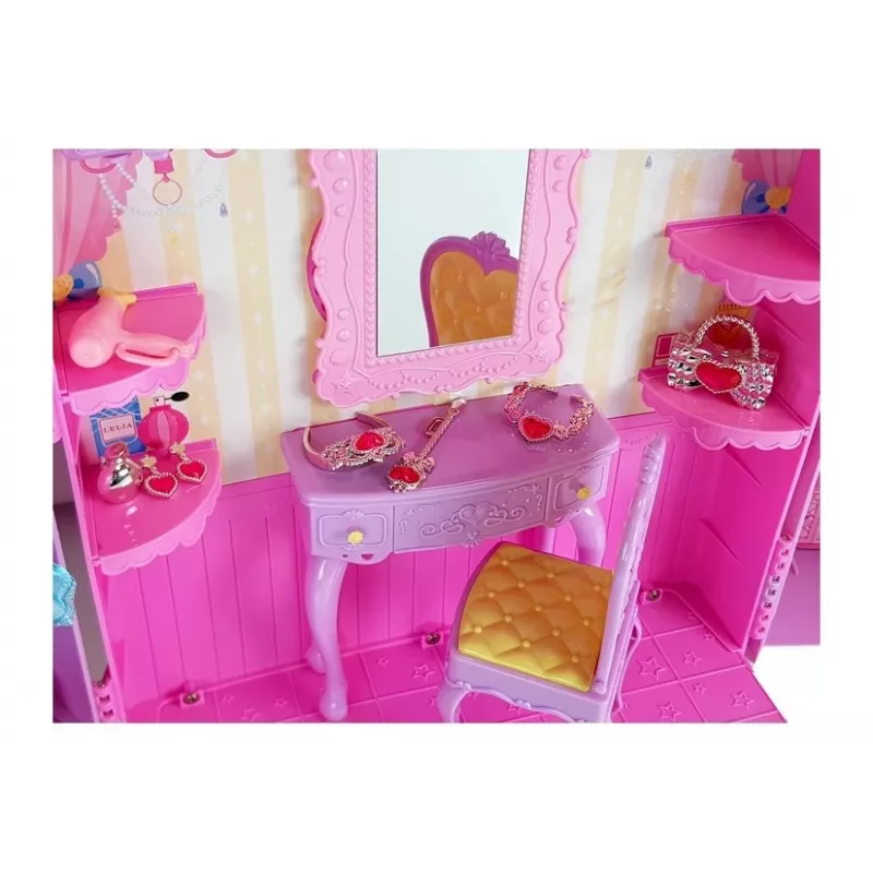 LEAN TOYS Riietusruum valguse ja peegliga 26 cm nukkudele - Riietuskomplekt ja aksessuaarid