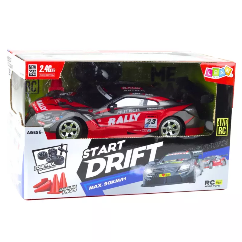 LEAN TOYS driftiauto RC punane must 30km/h 1:16