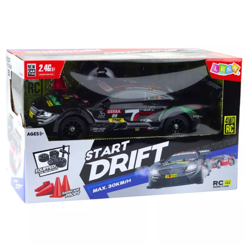 LEAN TOYS Driftiauto RC Must süsinik 30km/h 1:16