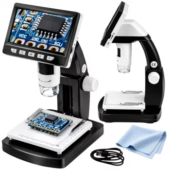 LEAN TOYS Hariduslik digitaalmikroskoop 4.3-tollise LCD-ekraaniga USB LED 1000x suurendus