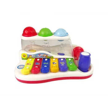 LEAN TOYS Hariduslik Dulcimer Lapsele Haamri ja Värviliste Pallidega