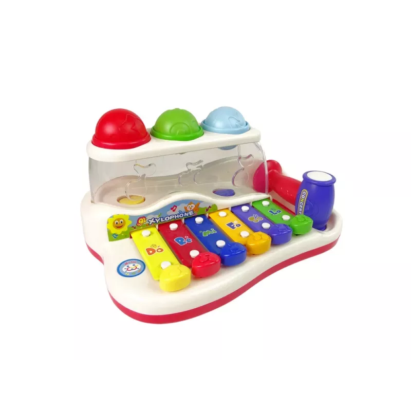 LEAN TOYS Hariduslik Dulcimer Lapsele Haamri ja Värviliste Pallidega