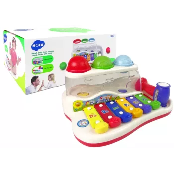 LEAN TOYS Hariduslik Dulcimer Lapsele Haamri ja Värviliste Pallidega