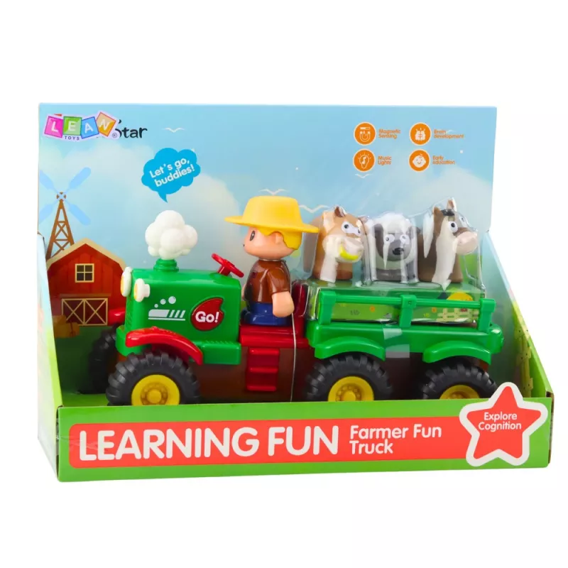 LEAN TOYS Hariv interaktiivne traktor väikelastele loomade, tulede ja helidega