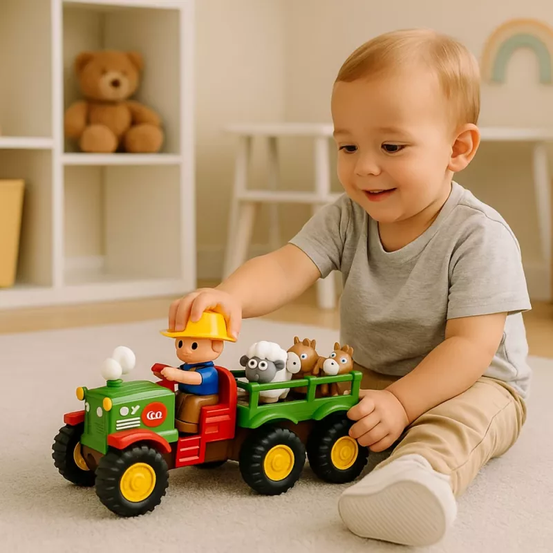 LEAN TOYS Hariv interaktiivne traktor väikelastele loomade, tulede ja helidega