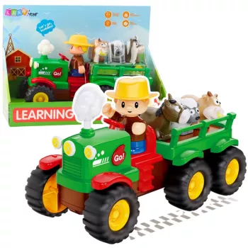 LEAN TOYS Hariv interaktiivne traktor väikelastele loomade, tulede ja helidega