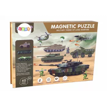 LEAN TOYS Hariv Magnetpuzzle Komplekt - Maasõja Teema