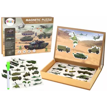 LEAN TOYS Hariv Magnetpuzzle Komplekt - Maasõja Teema