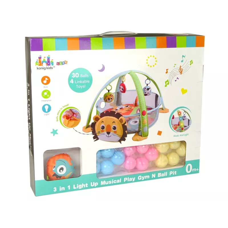 LEAN TOYS Õppematt Lõvimänguaed Pallidega Imikule