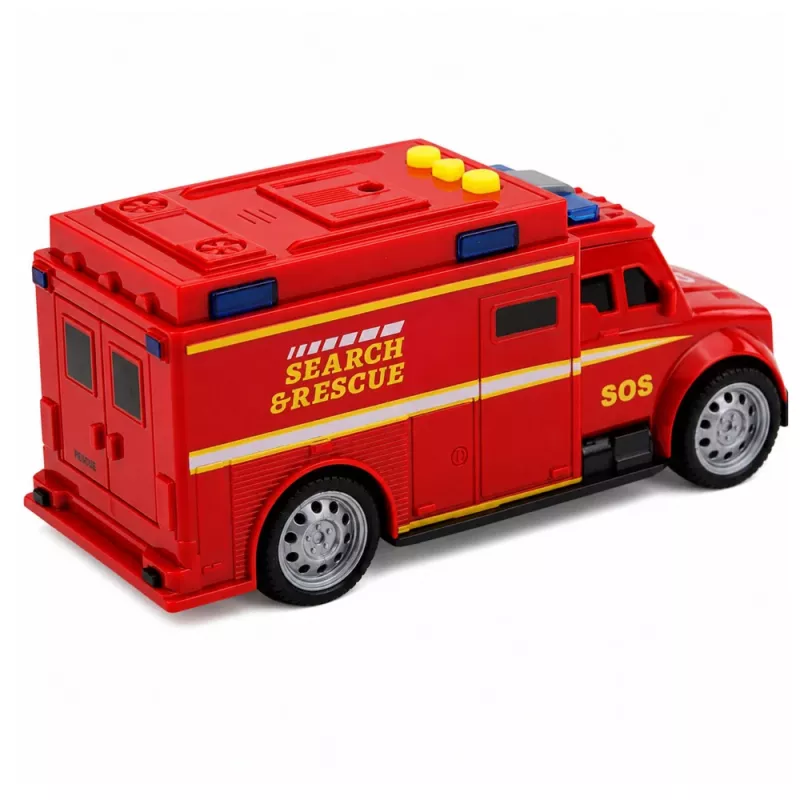 LEAN TOYS Hädaabisõiduk kiirabi tuled helid punane 1:32