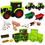 LEAN TOYS Farm Set traktori, põllumajandussõidukite, loomade ja tarvikutega – 28-osaline mängukomplekt