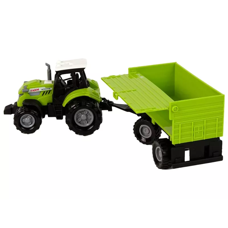 LEAN TOYS Farm Tractor with Trailer Lights Sounds Green