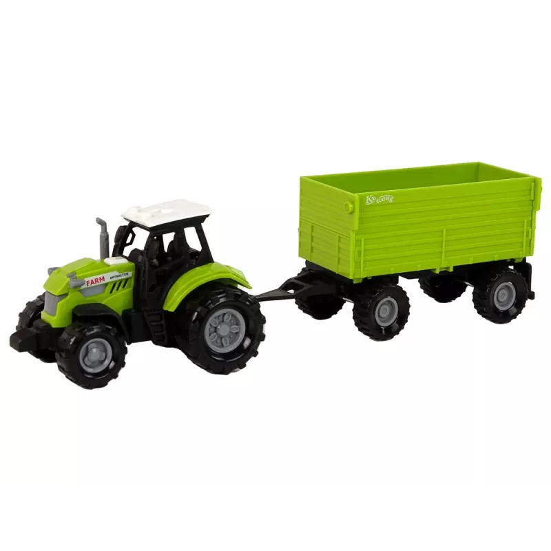 LEAN TOYS Farm Tractor with Trailer Lights Sounds Green