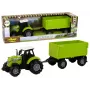 LEAN TOYS Farm Tractor with Trailer Lights Sounds Green