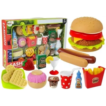 LEAN TOYS Fast Food Hamburgeri komplekt | 12-osaline mängutoidukomplekt lastele