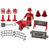 LEAN TOYS Tuletõrjekomplekt Kraana Liiklusmärgid Tuletõrjuja