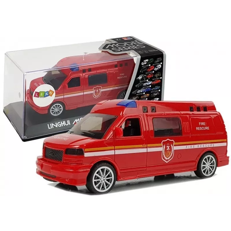 LEAN TOYS Fire Department Auto with Drawstring with Lights and Sound