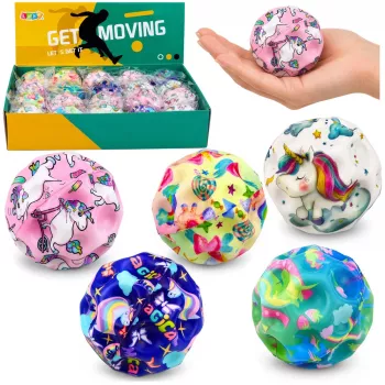 LEAN TOYS Vahupall lohkudega põrkamiseks, anti-stress, ükssarvik, 7 cm