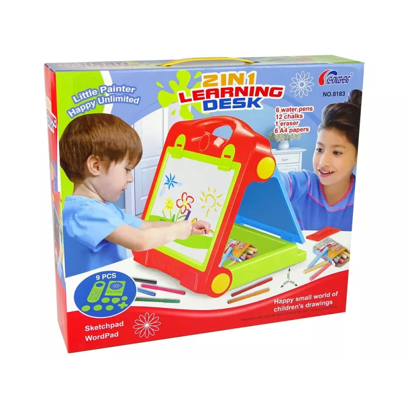 LEAN TOYS Kokkupandav 2in1 Tahvelkohver - Kriit ja Marker