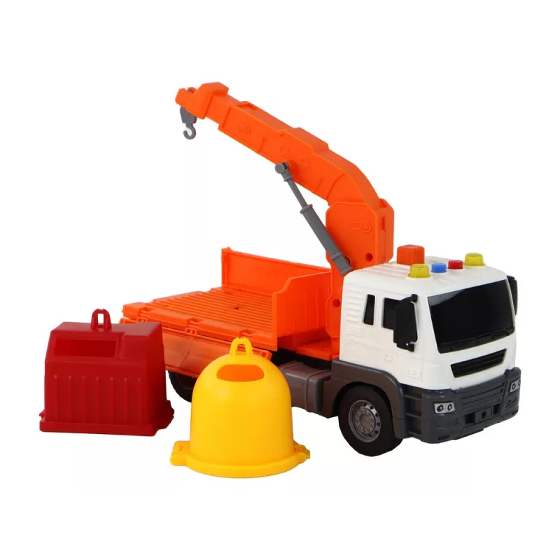 LEAN TOYS Prügiauto kraana ja hõõrdveoga Oranž 1:16