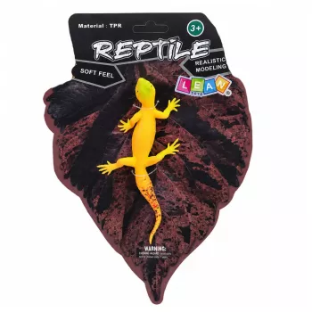 LEAN TOYS Golden Gecko kummist kujuke venitatav realistlik roomaja 15,5 cm