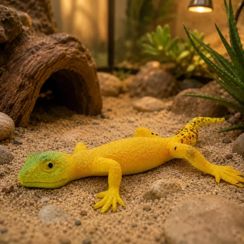 LEAN TOYS Golden Gecko kummist kujuke venitatav realistlik roomaja 15,5 cm