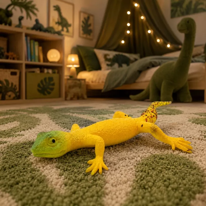 LEAN TOYS Golden Gecko kummist kujuke venitatav realistlik roomaja 15,5 cm