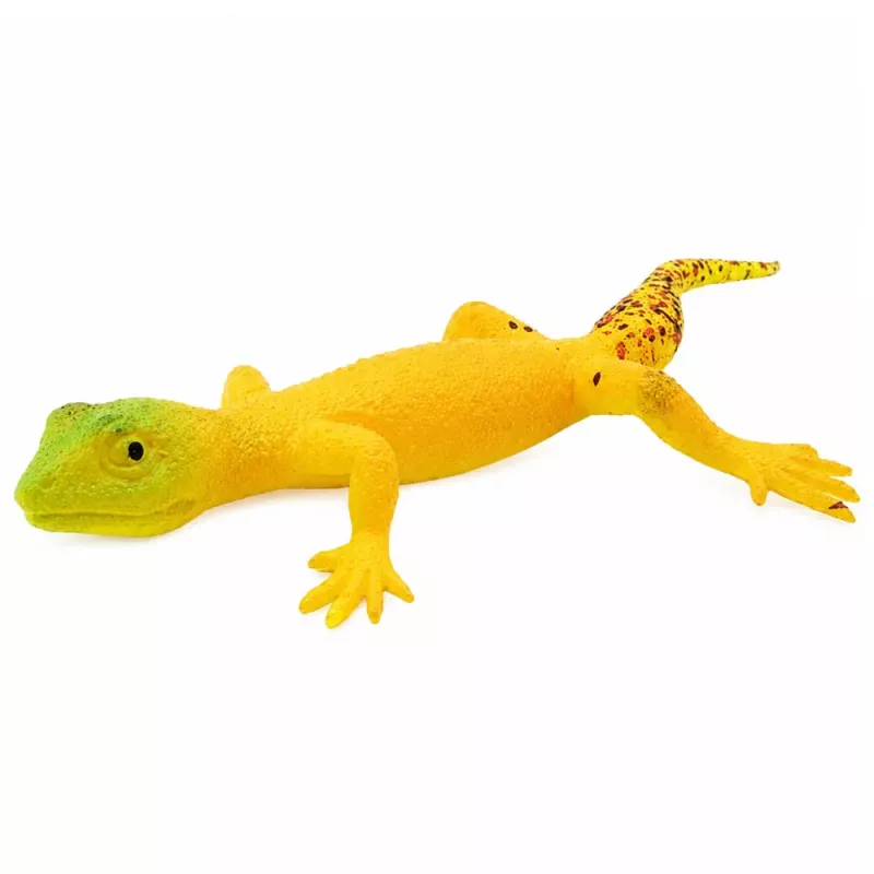 LEAN TOYS Golden Gecko kummist kujuke venitatav realistlik roomaja 15,5 cm