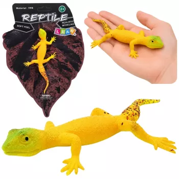 LEAN TOYS Golden Gecko kummist kujuke venitatav realistlik roomaja 15,5 cm
