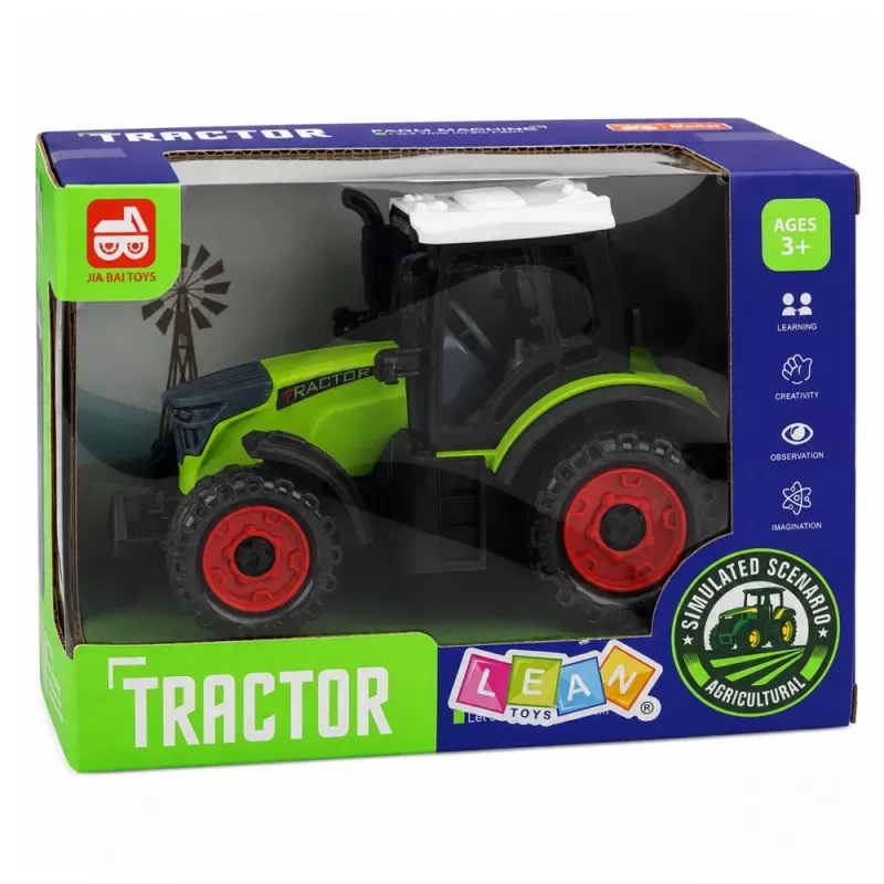 LEAN TOYS Roheline 15 cm Talutraktor hõõrdajamiga